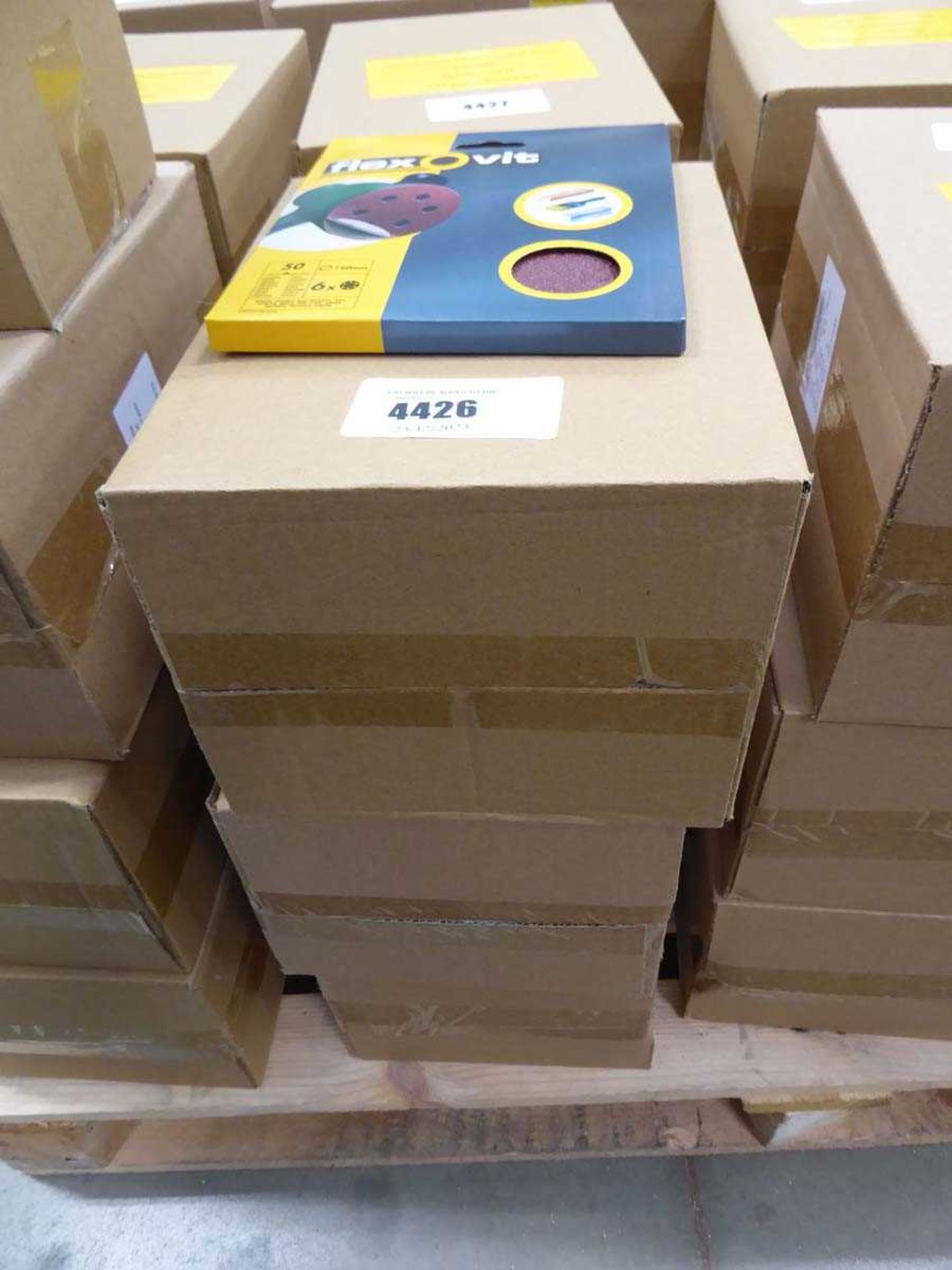 +VAT 3 boxes of Flexovit 150mm 50-grit sanding discs