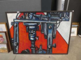Oil on canvas, 'Industrial Implements'