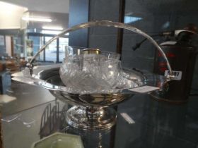 Silver plated bonbon dish, ink well and glass dishes