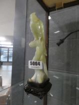 Chinese hard stone figure of a bird on perch