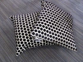 +VAT Pair of hexagonal patterned black and white scatter cushions