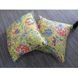 +VAT Pair of scatter cushions in green floral pattern