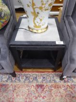 +VAT Low square black and grey finish coffee table with shelf under