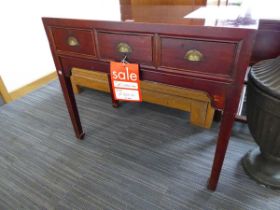 +VAT Oriental mahogany finish 3 drawer side table