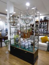 +VAT Black chrome and glass central shop display unit