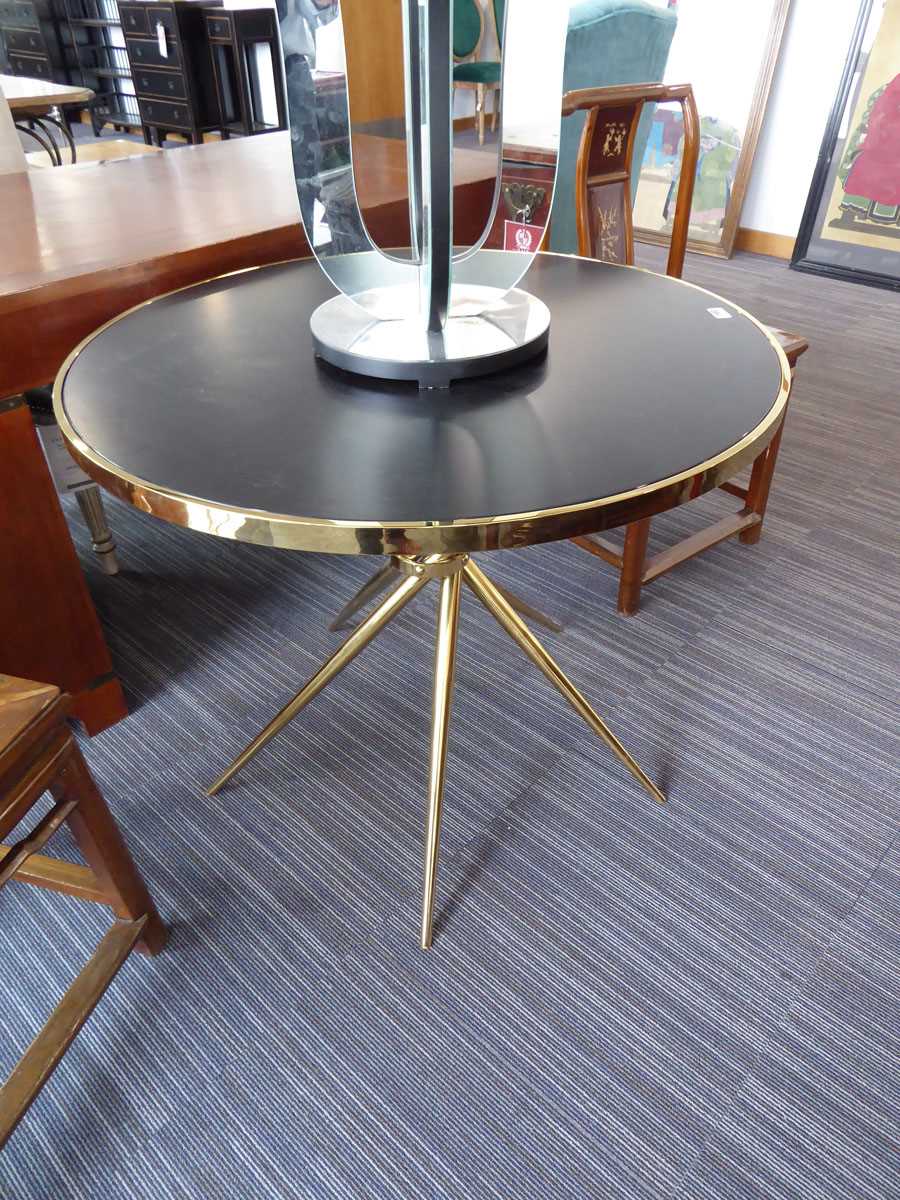 +VAT Brass finish and black circular occasional table