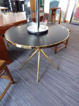 +VAT Brass finish and black circular occasional table