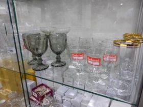 +VAT Shelf of various drinking glasses and vases