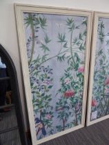 +VAT Large rectangular oriental style print of shrubs and butterflies