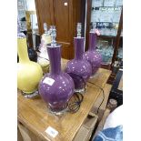 +VAT Set of 4 mauve glass finished table lamps