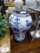 +VAT Pair of large blue and white table lamp bases