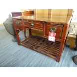 +VAT Oriental distressed wood desk with 3 drawers and slatted shelf under