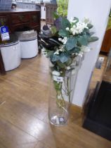 +VAT 2 glass effect stick stands with various artifical plants