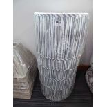 +VAT Set of 6 large grey and white striped lampshades