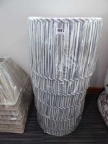 +VAT Set of 6 large grey and white striped lampshades