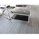 +VAT Chrome and black glass square coffee table with shelf under
