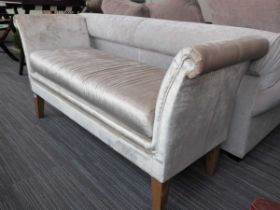 +VAT Two seater seat with scroll ends in silver velvet type material