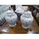 +VAT Pair of temple jar style bee table lamps