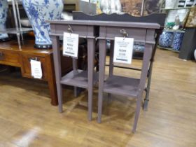 +VAT Pair of Petite mushroom painted side tables with single drawers