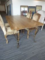 +VAT Large rectangular oak topped dining table