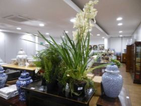 +VAT Collection of artificial flowers and ferns including orchid