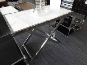 +VAT Omari chrome and marble effect table