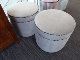 +VAT Pair of grey material circular pouffes