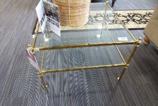 +VAT Brass finish and glass square coffee table with shelf under