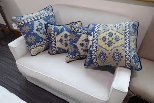 +VAT 4 scatter cushions in blue geometric patterned material (2+2)