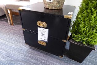 +VAT Campbell 2 drawer black and brass finish chest