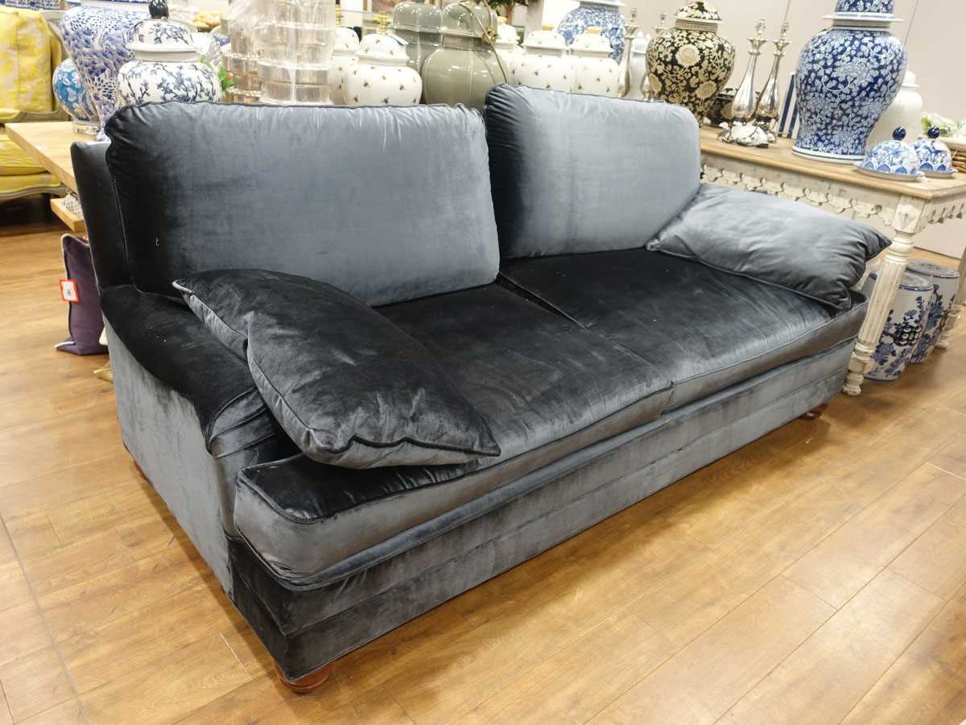 +VAT Large 3-seater sofa in metallic blue effect