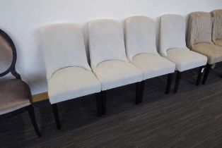+VAT Set of four black framed dining chairs in opal coloured material