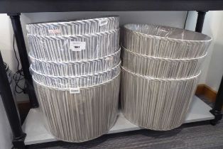+VAT Collection of eight grey stripped drum lampshades
