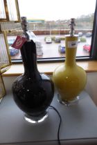 +VAT Two glass effect table Altea lamp bases in yellow and black