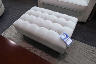 +VAT Savoy button fabric footstool in off white velvet