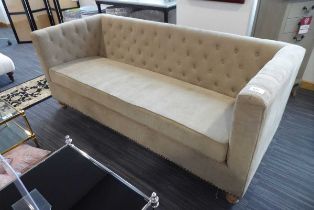 +VAT Large 3-seater sofa with button back in oatmeal upholstery