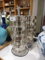 +VAT Pair of silver glassed table lamp bases