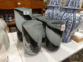 +VAT Five various sized Alhambra grey glass vases