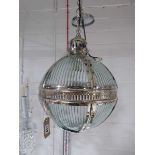 +VAT Spherical chrome and green glass ceiling light fixture