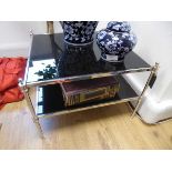 +VAT Cavendish stainless steel and black glass side table with shelf under