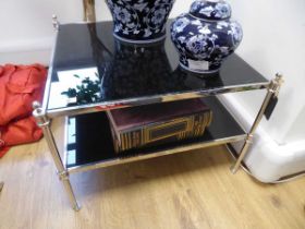 +VAT Cavendish stainless steel and black glass side table with shelf under