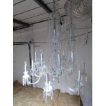 +VAT Large crystal 16 branch candelabra chandelier ceiling light fixture 130 cm highIn good