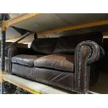 Leather studded 2 seater settee, plus matching single armchair