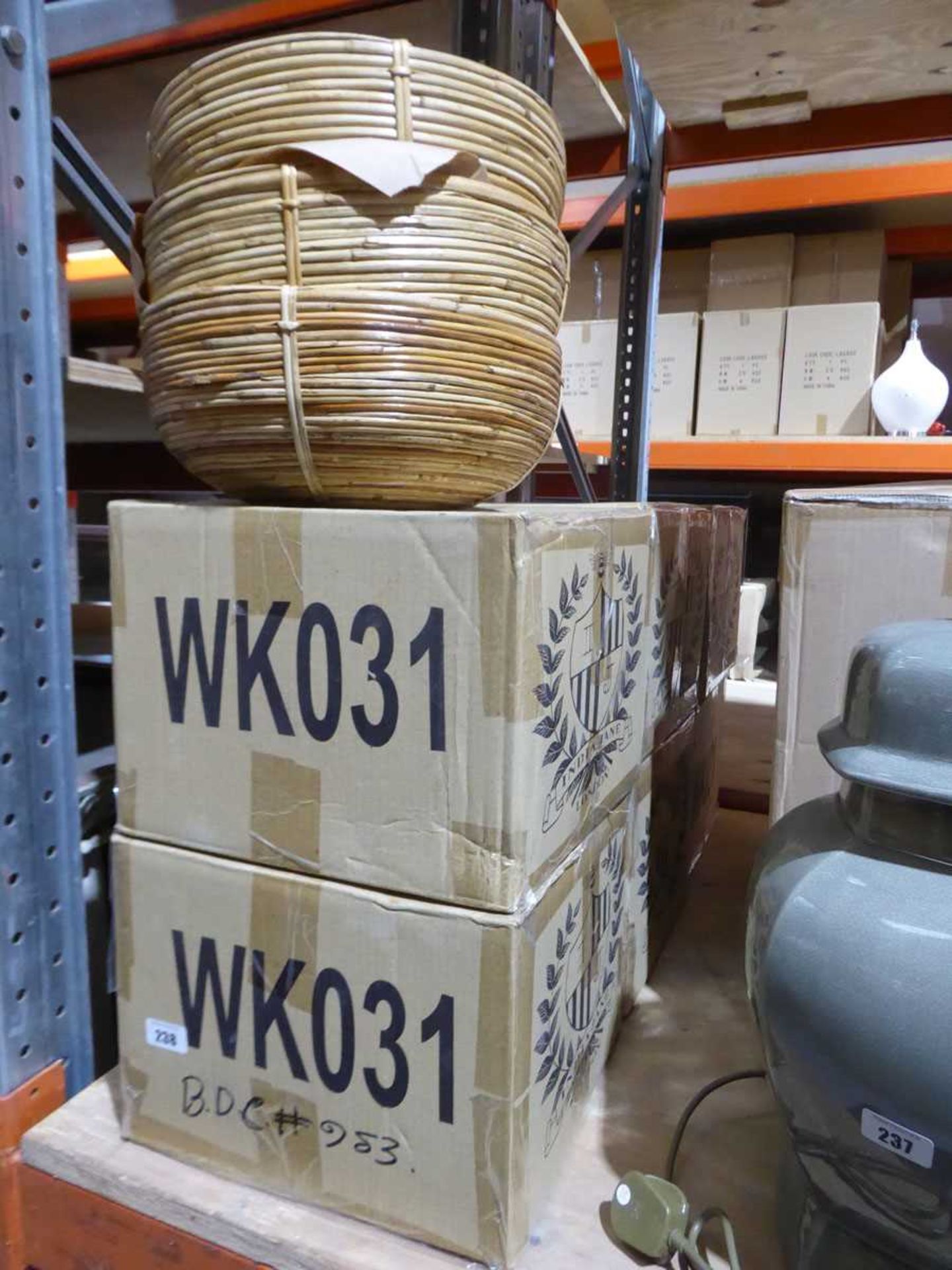 +VAT 6 boxes of cane baskets