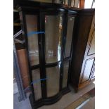 +VAT Ebonised and glazed bow front display cabinet 88 cm wide (98cm with moulding overhang at top)