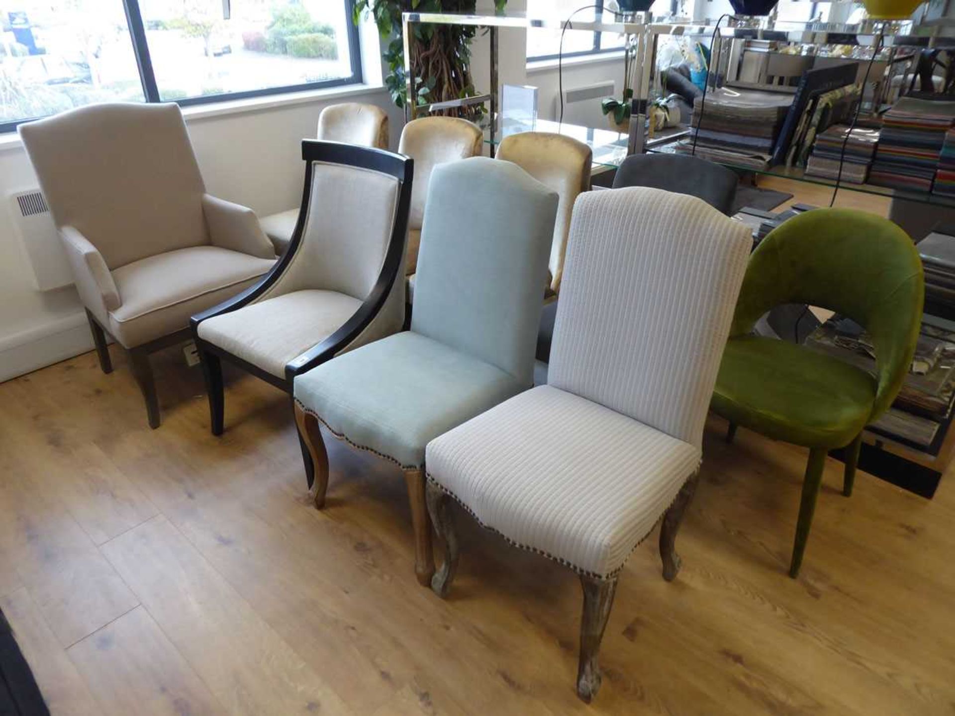 +VAT 9 various upholstered arm and dining chairs