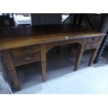 +VAT Rustic oriental hardwood pedestal desk of 4 drawers