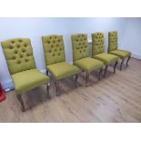 +VAT Set of 5 Mirabelle button back dining chairs in shartreuse