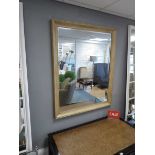 +VAT Large rectangular bevelled mirror in distressed wood frame