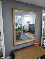 +VAT Large rectangular bevelled mirror in distressed wood frame